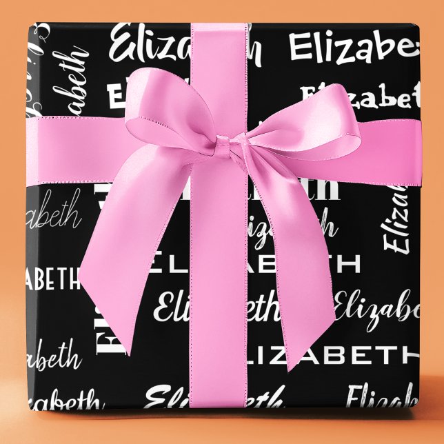 Name Initial Monogram  black  Personalized Gift Wrapping Paper (Name Initial Monogram black Personalized Gift Wrapping Paper)