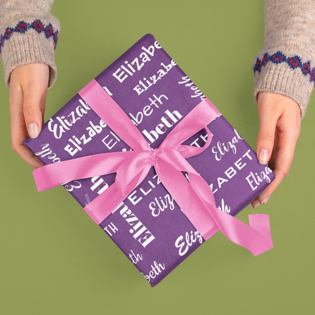 Name Initial Monogram Purple Personalized Gift Wrapping Paper (Name Initial Monogram Purple Personalized Gift Wrapping Paper)