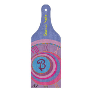 Name Initial Roman Numerals Pink Blue Purple Girly Cutting Board