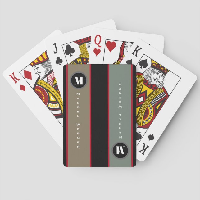Name / Initial stripes modern monogram Playing Cards (Back)