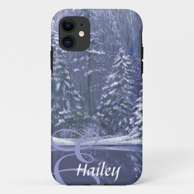 Name & initial winter trees iphone case (Back)