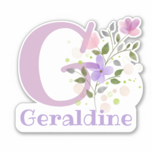 Name & Initial with Floral Design Sticker Cut-Out