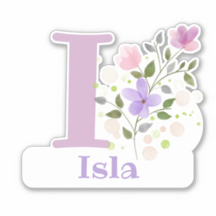 Name & Initial with Floral Design Sticker Cut-Out