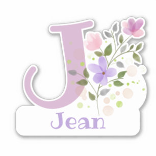 Name & Initial with Floral Design Sticker Cut-Out