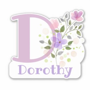 Name & Initial with Floral Design Sticker Cut-Out