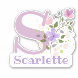 Name & Initial with Floral Design Sticker Cut-Out