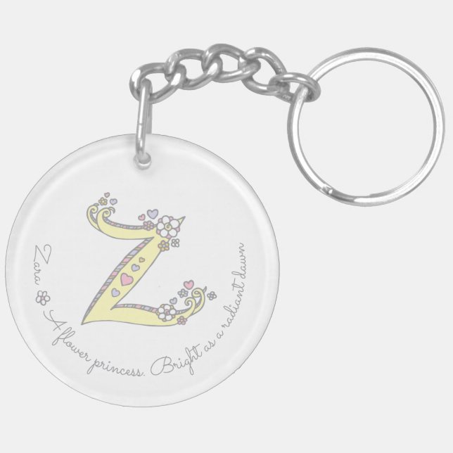 Name initial Z girls zara personalized keychain (Back Left)