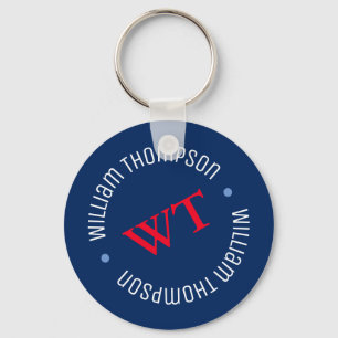 name initials monogram on blue keychain