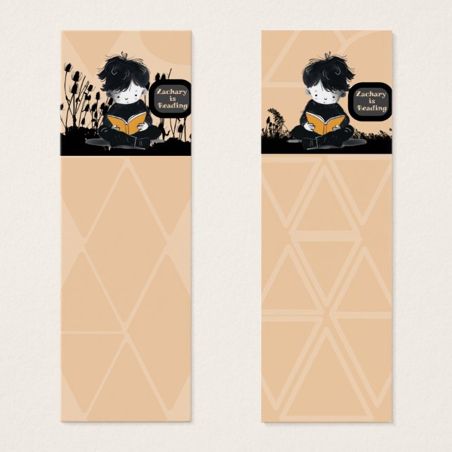 Name is Reading Black Orange Peach Bookmarks (Front & Back)