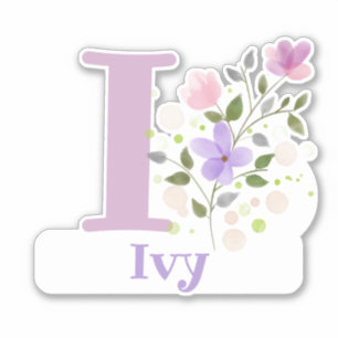 Name Ivy & Initial with Floral Design