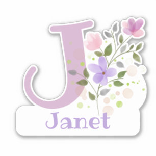 Name Janet & Initial with Floral Design