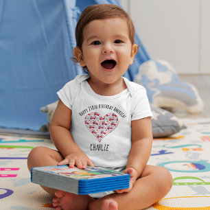 Name, July 4th Red Trucks Heart Newborn - 24mos Baby Bodysuit
