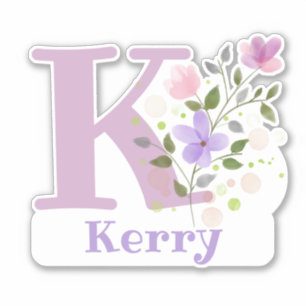 Name Kerry plus Initial with Floral Design