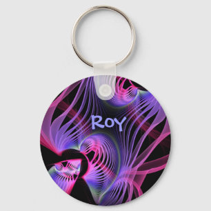Name keychain with artistic background