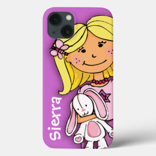 Name kid girl blonde cuddles pink purple  iPhone 13 case