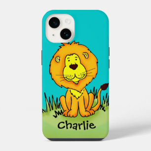 Name kid lion aqua yellow iphone case