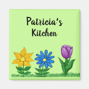 Name Kitchen Floral Garden Magnets