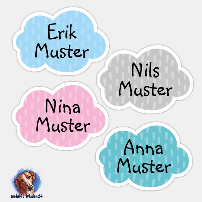 name label Small clouds | form (Konturgeschnittener Namensaufkleber für Kinder - Kleine Wolken in Pastellfarben - personalisierbar )