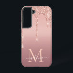 Name Letter Personalized Rose Blush Glitter Drips Samsung Galaxy Case<br><div class="desc">Monogram Name Text Rose Gold Blush Glitter Sparkle Personalized Birthday - Anniversary or Wedding Gift / Suppliest - Add Your Letter / Name - Text or Remove - Make Your Special Gift - Resize and move or remove and add text / elements with customization tool. Design by MIGNED. Please see...</div>