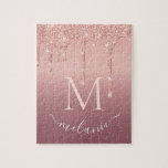 Name Letter Puzzle Rose Gold Blush Glitter Drips<br><div class="desc">Monogram Name Text Rose Gold Blush Glitter Sparkle Personalized Birthday - Anniversary or Wedding Gift / Suppliest - Add Your Letter / Name - Text or Remove - Make Your Special Gift - Resize and move or remove and add text / elements with customization tool. Design by MIGNED. Please see...</div>