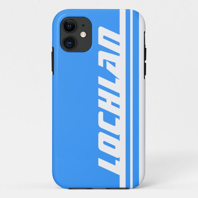 Name light blue & white stripe sport iphone Case-Mate iPhone case (Back)