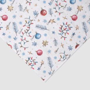 Name, Lights Ornaments Stars Whimsical Christmas Tissue Paper
