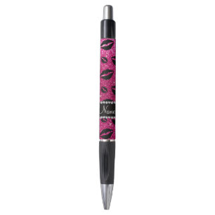 Name lipstick kisses neon hot pink glitter pen