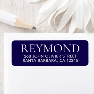 Name & location printed on dark blue