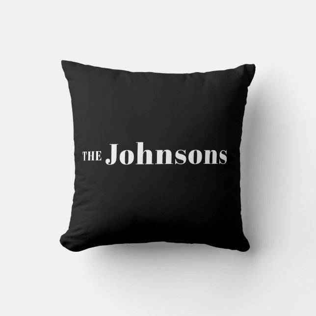 Name | Logo Modern Minimalist Black Throw Pillow (Front)