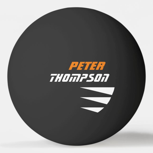 name logo on black table tennis ping pong ball (Front)