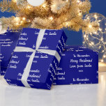 Name Love From Santa Navy Christmas Wrapping Paper<br><div class="desc">Personalized Christmas design in trending navy blue with white script typography. This design has the message “To Alexander Merry Christmas! Love from Santa xxx”. It is ready for you to personalize with space for you to add your loved one’s name. You can also change the holiday message & change Santa,...</div>