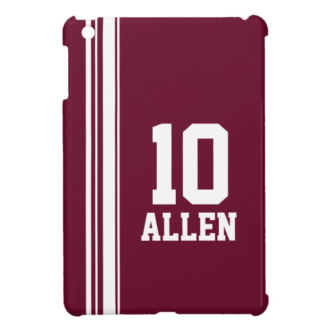 Name maroon & white sport name & number ipad mini case (Back)