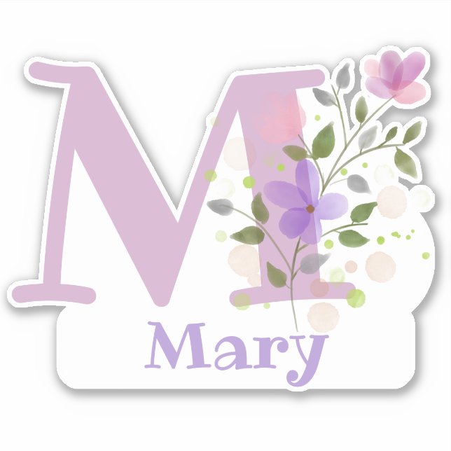 Name Mary plus Initial with Floral Design (Front)