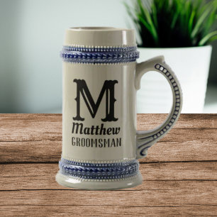 Name Masculine Monogrammed Classic Weddings Black Beer Stein