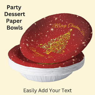 Name Matching Set Christmas Red Gold Tree Stars Paper Plate
