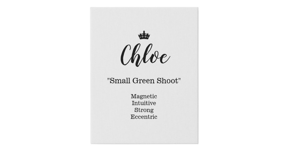 Name Meaning Canvas Picture Chloe Zazzle