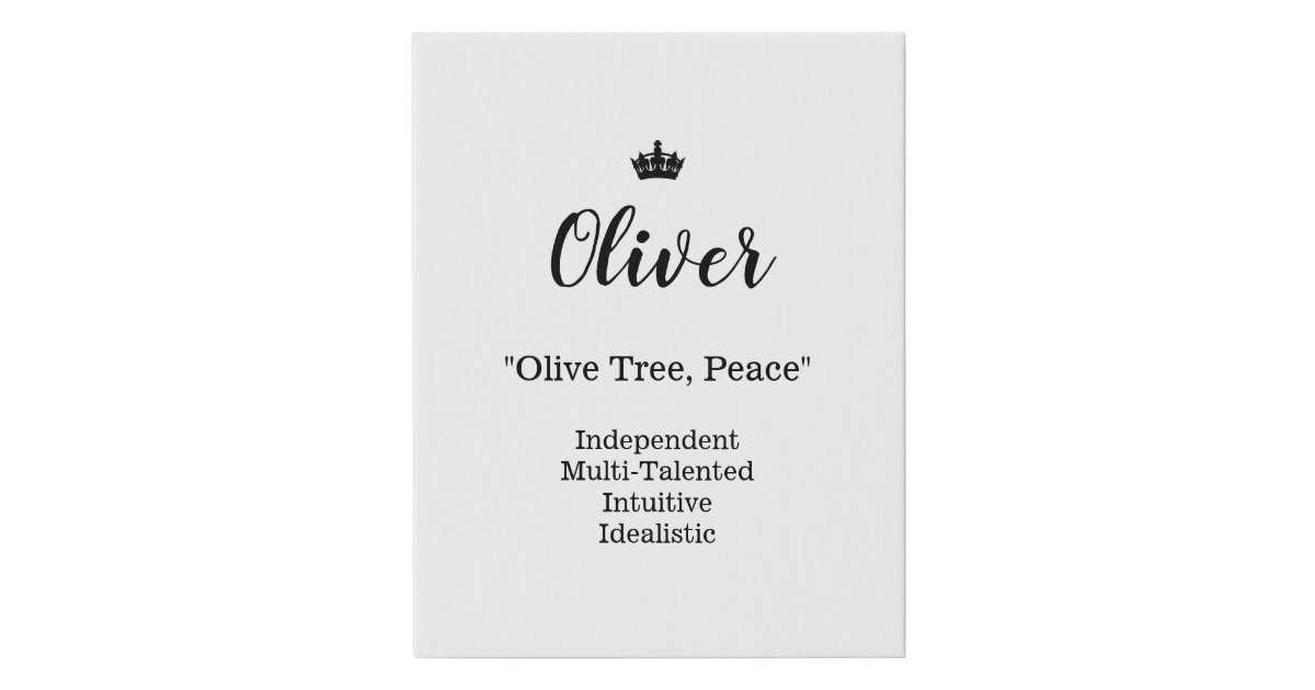 Name Meaning Canvas Picture Oliver Zazzle