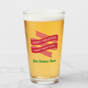 Name, Merry Christmas, Happy New Year 16oz Pint Glass