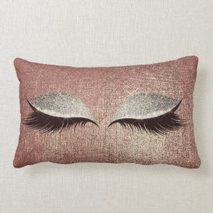 Name Metallic Glitter Rose Gold Eyes Makeup Lashes Lumbar Pillow