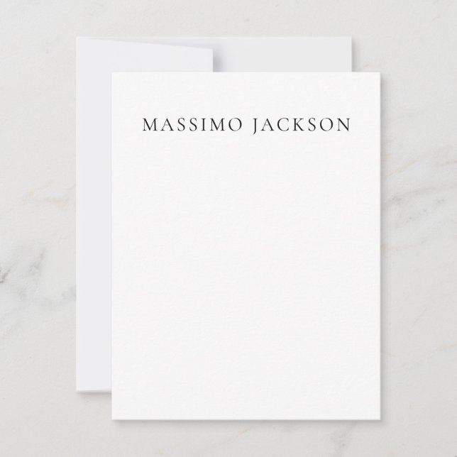 Name Minimalist Modern Plain Simple Black White Card (Front)