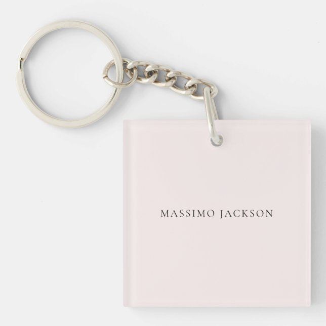 Name Minimalist Modern Plain Simple Pastel Colour Keychain (Front)