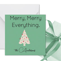 Name || Modern Merry Mini Christmas Flat Note Card