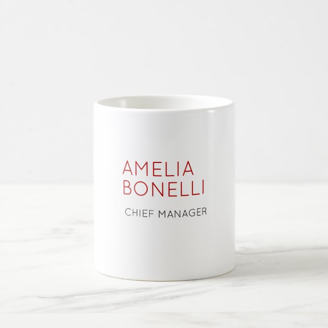 Name Modern Minimalist Professional Plain Casual Coffee Mug (Center)