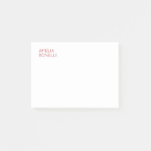 Name Modern Minimalist Professional Plain White Post-it Notes