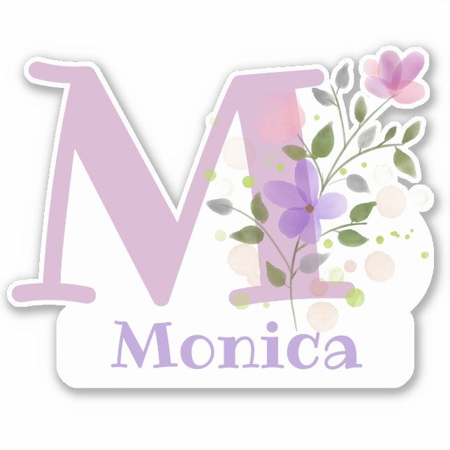 Name Monica plus Initial with Floral Design (Front)