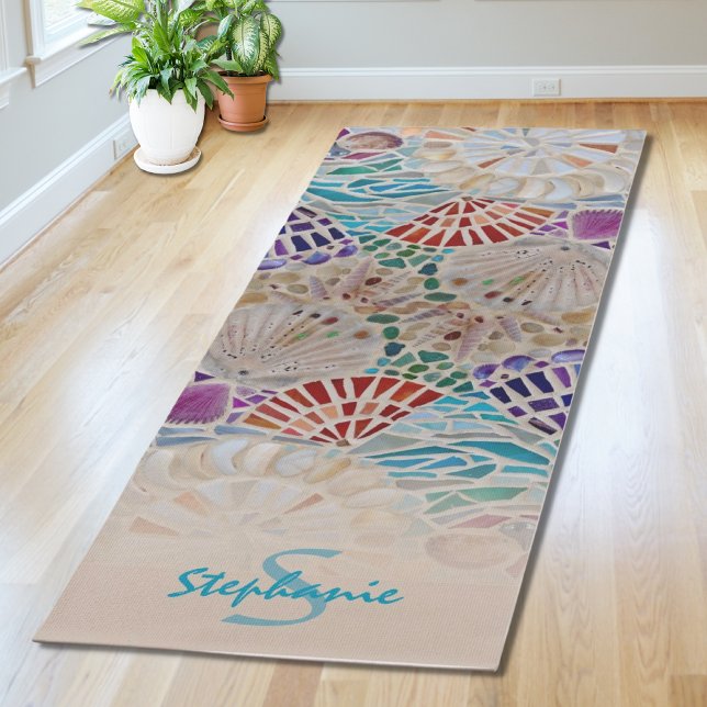 Name Monogram Beach Themed Yoga Mat (Creator Uploaded)