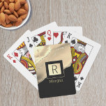Name & Monogram, Black & Gold Box, Gold Agate Playing Cards<br><div class="desc">Personalize your name in gold and monogram in black on trendy black and gold box with gold agate.</div>