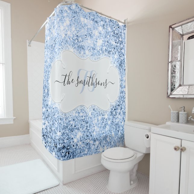 Name Monogram Blue Bridal Glitter New Wedding (In Situ)