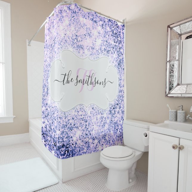 Name Monogram Blue Bridal Glitter Purple Wedding (In Situ)