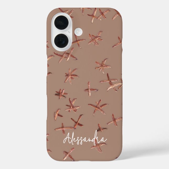 Name Monogram Boho Minimalist Brown Roze Gold Chic Case-Mate iPhone Case (Back)